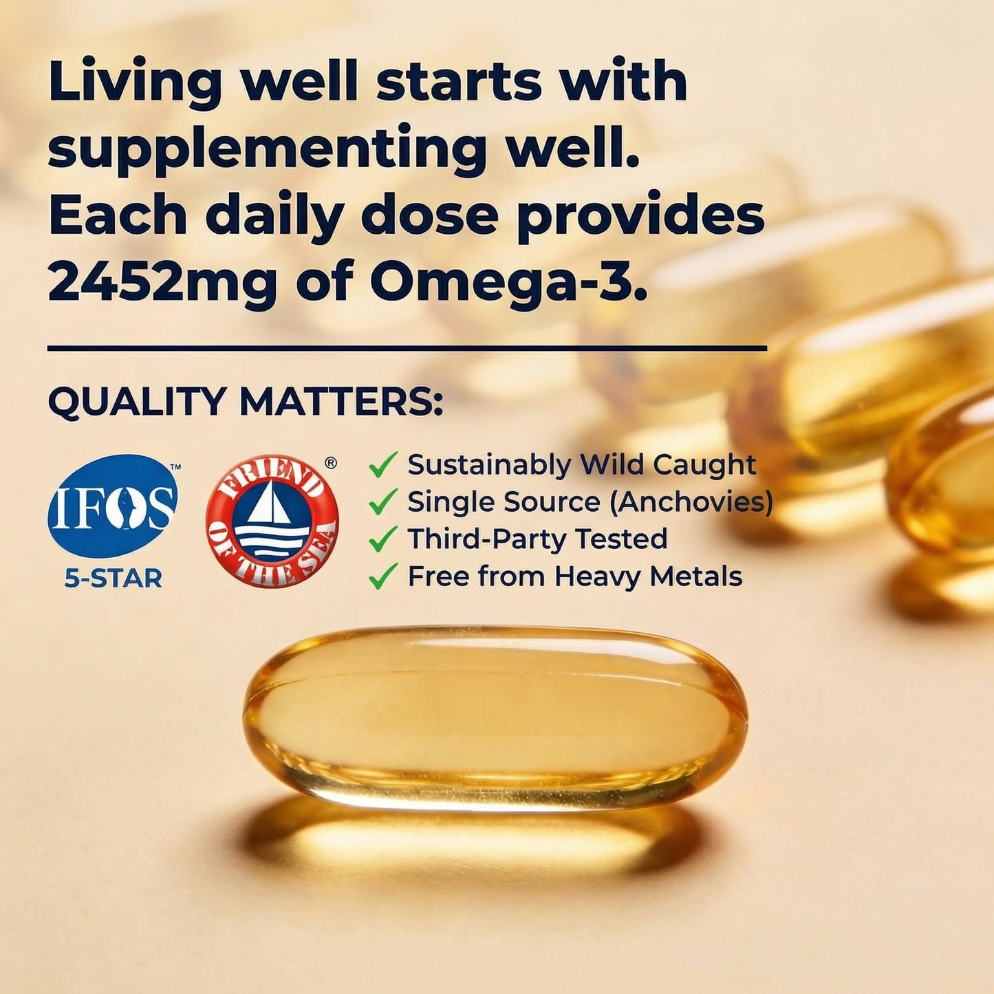 AQUAOMEGA 3X Extra Strength Omega-3 Fish Oil for Heart, Brain & Immune Support, 1636mg EPA, 544mg DHA + Vitamin D3, Full Natural Triglyceride Form, - dailyvitalstore