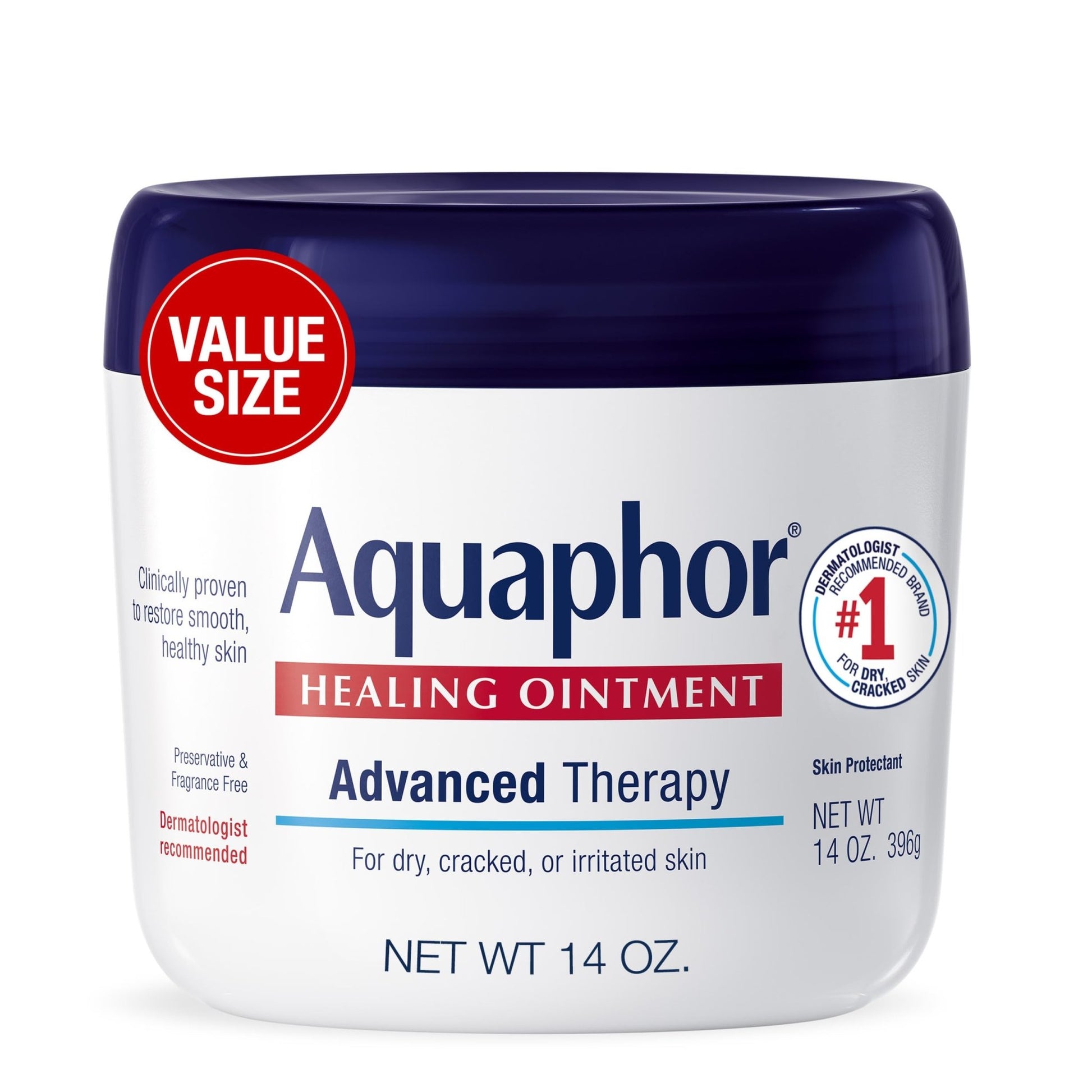 Aquaphor Healing Ointment, Advanced Therapy Skin Protectant, Multi-Purpose Healing Ointment and Body Moisturizer, For Dry, Cracked Skin, Minor Cuts and Burns, 14 Oz Jar - dailyvitalstore