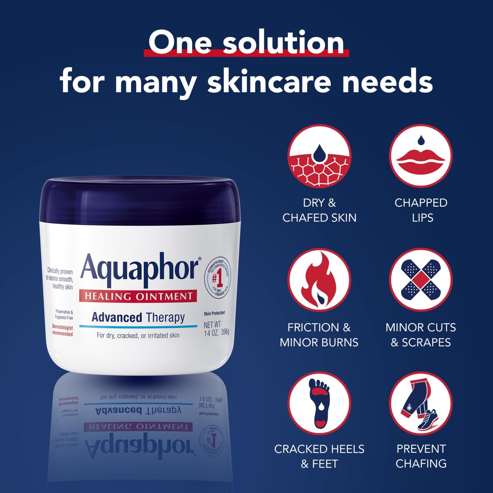 Aquaphor Healing Ointment, Advanced Therapy Skin Protectant, Multi-Purpose Healing Ointment and Body Moisturizer, For Dry, Cracked Skin, Minor Cuts and Burns, 14 Oz Jar - dailyvitalstore
