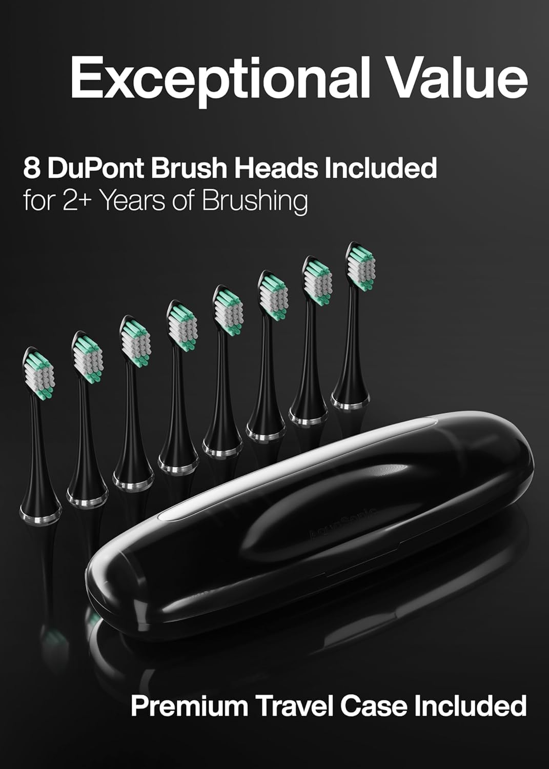 Aquasonic Black Series Ultra Whitening Toothbrush – ADA Accepted Electric Toothbrush- 8 Brush Heads & Travel Case – 40,000 VPM Electric Motor & Wireless - dailyvitalstore