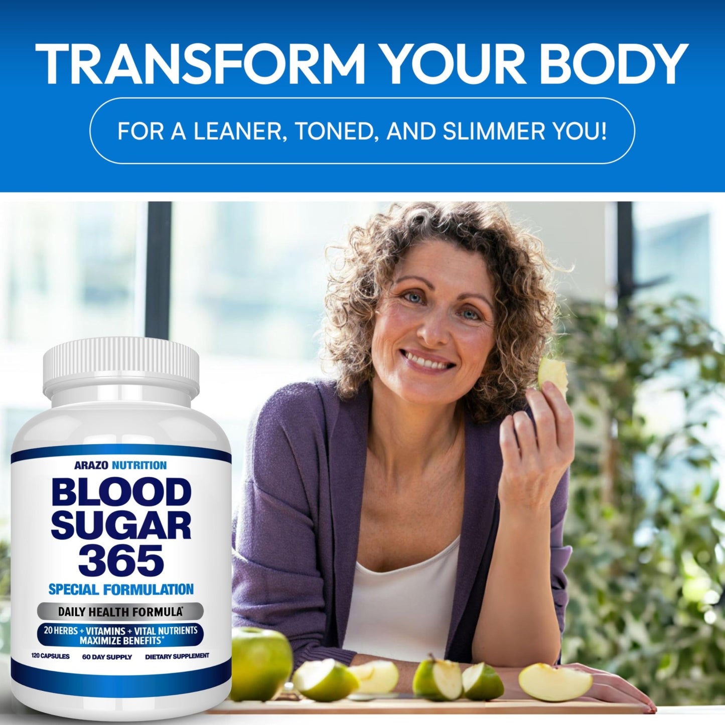 Arazo Nutrition Blood Sugar 365 Supplement – Supports Healthy Energy Levels - 120 Herbal Pills - 60 Day Supply - dailyvitalstore