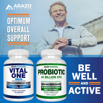 Arazo Nutrition Vital One Multivitamin for Men – Daily Wholefood Supplement - 150 Vegan - dailyvitalstore