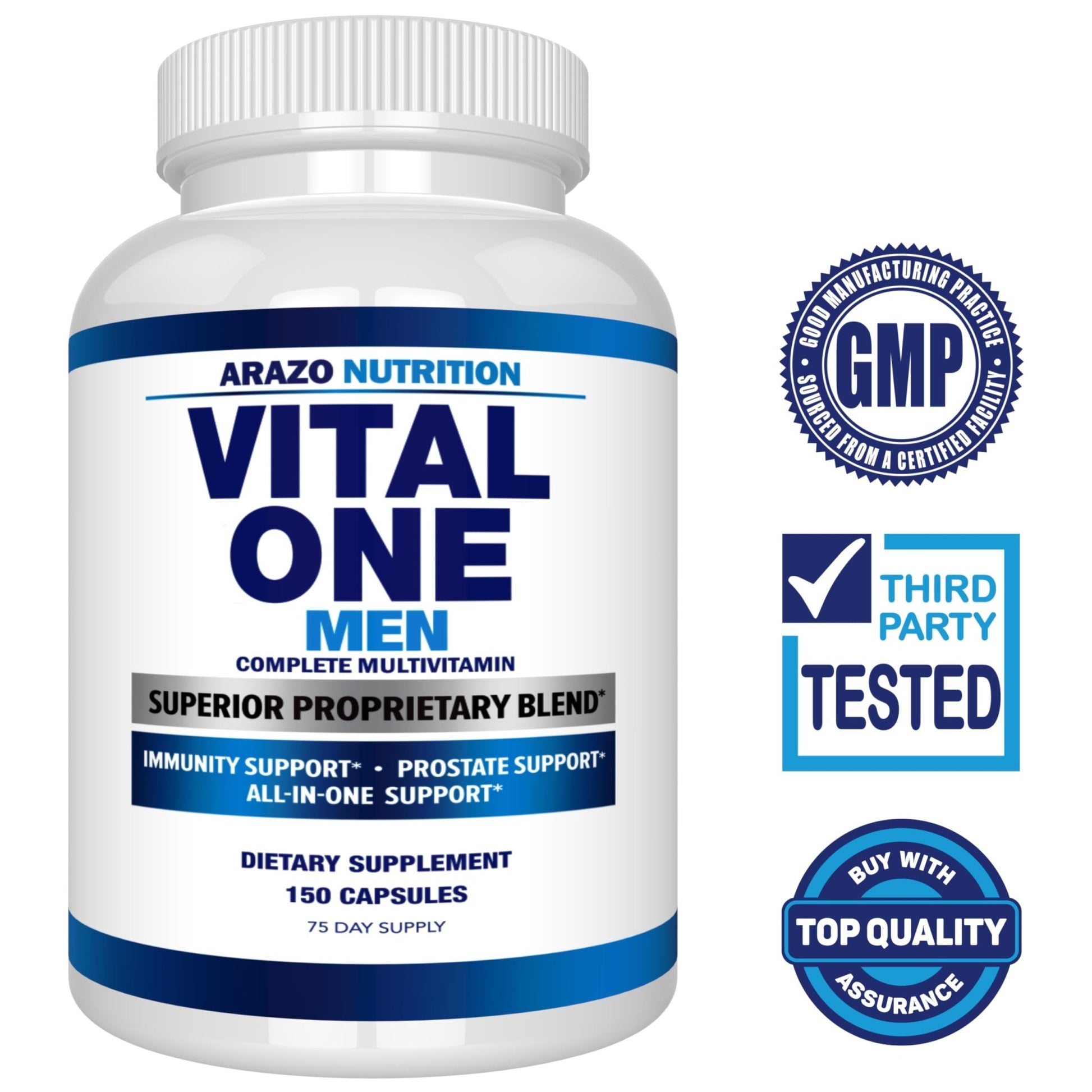 Arazo Nutrition Vital One Multivitamin for Men – Daily Wholefood Supplement - 150 Vegan - dailyvitalstore