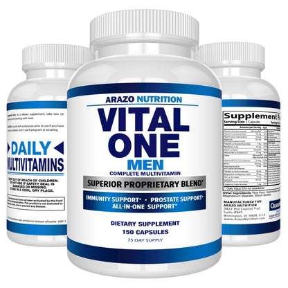 Arazo Nutrition Vital One Multivitamin for Men – Daily Wholefood Supplement - 150 Vegan - dailyvitalstore