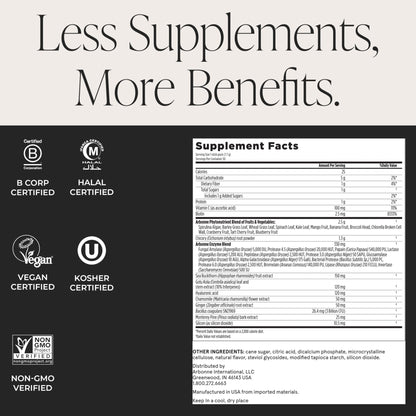 Arbonne GreenSynergy Elixir – Citrus-Flavored Greens Powder with 13 Digestive Enzymes, Vegan Collagen Builder, Probiotics, and Prebiotics – Supports Gut Health and Digestion – 30 Stick Packs - dailyvitalstore