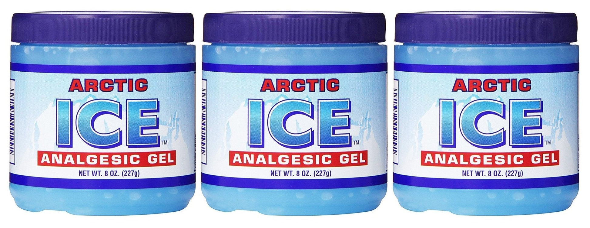 ARCTIC ICE Set of 3 Pain Relief Analgesic Gels! 8oz Each! Temporarily Relieves Muscle Aches, Backaches, Strains, Sprains, Arthritis, Bruises, Sports Injuries! Made in USA! (3) - dailyvitalstore