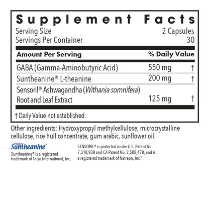 ARG Zen Adapt - 200 mg L-Theanine, 125 mg Ashwagandha & 550 mg GABA - Supports Stress Response and Calmness - Vegetarian Capsules - Hypoallergenic Formula - 30 Servings - 60 Capsules - dailyvitalstore