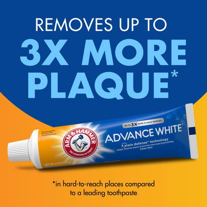 ARM & HAMMER Advance White Toothpaste, Teeth Whitening Baking Soda Toothpaste with Stain Defense Technology and Fluoride, - dailyvitalstore
