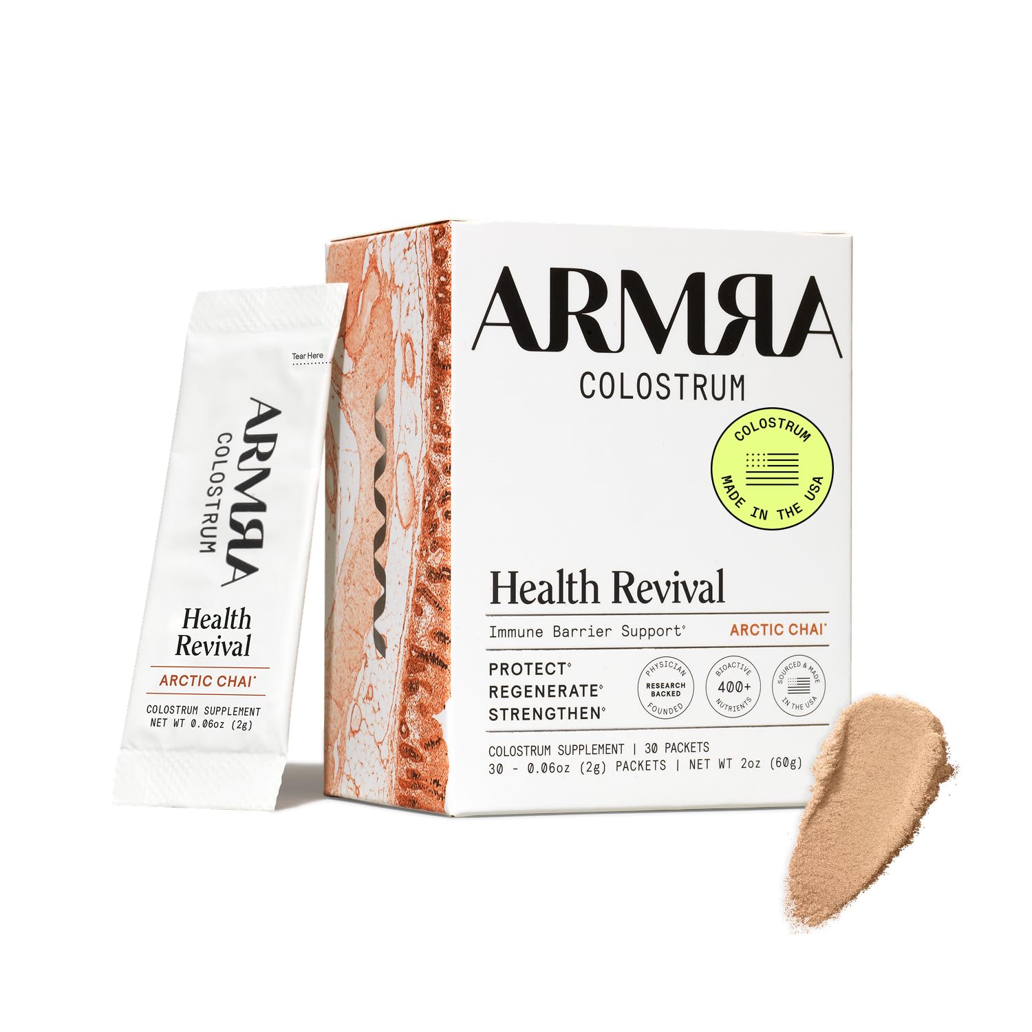 ARMRA Colostrum Powder | Arctic Chai | Gut Health & Bloating | Skin & Hair | Immunity | Keto, Gluten & Fat-Free | 30 Servings - dailyvitalstore