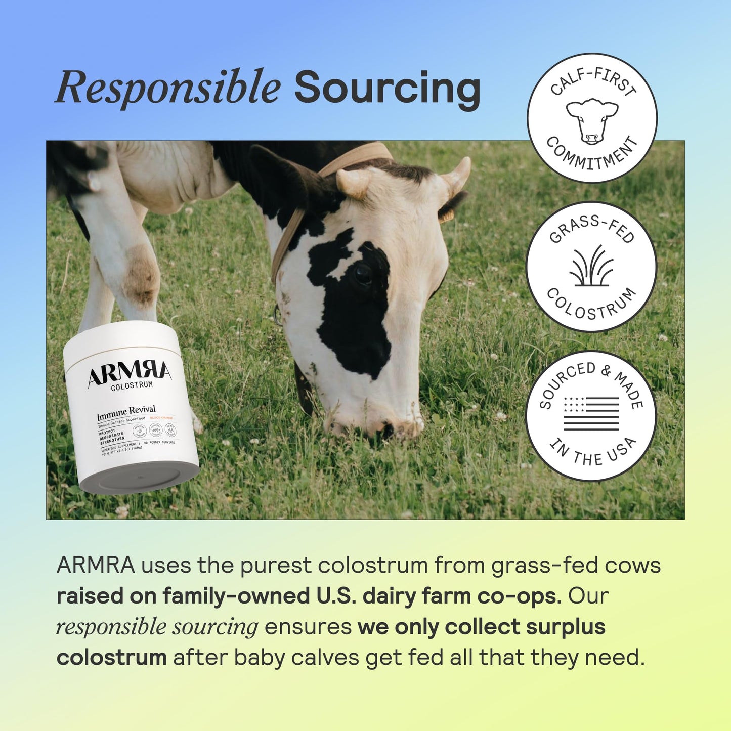 ARMRA Colostrum™ Powder | Blood Orange | Gut Health & Bloating | Skin & Hair | Immunity | Keto, Gluten & Fat-Free | 30 Servings - dailyvitalstore