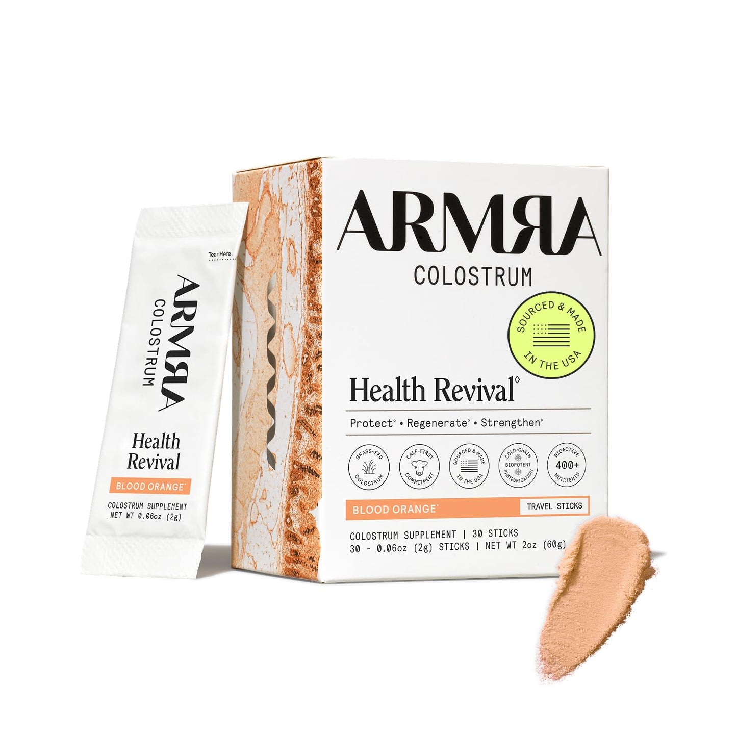 ARMRA Colostrum™ Powder | Blood Orange | Gut Health & Bloating | Skin & Hair | Immunity | Keto, Gluten & Fat-Free | 30 Servings - dailyvitalstore