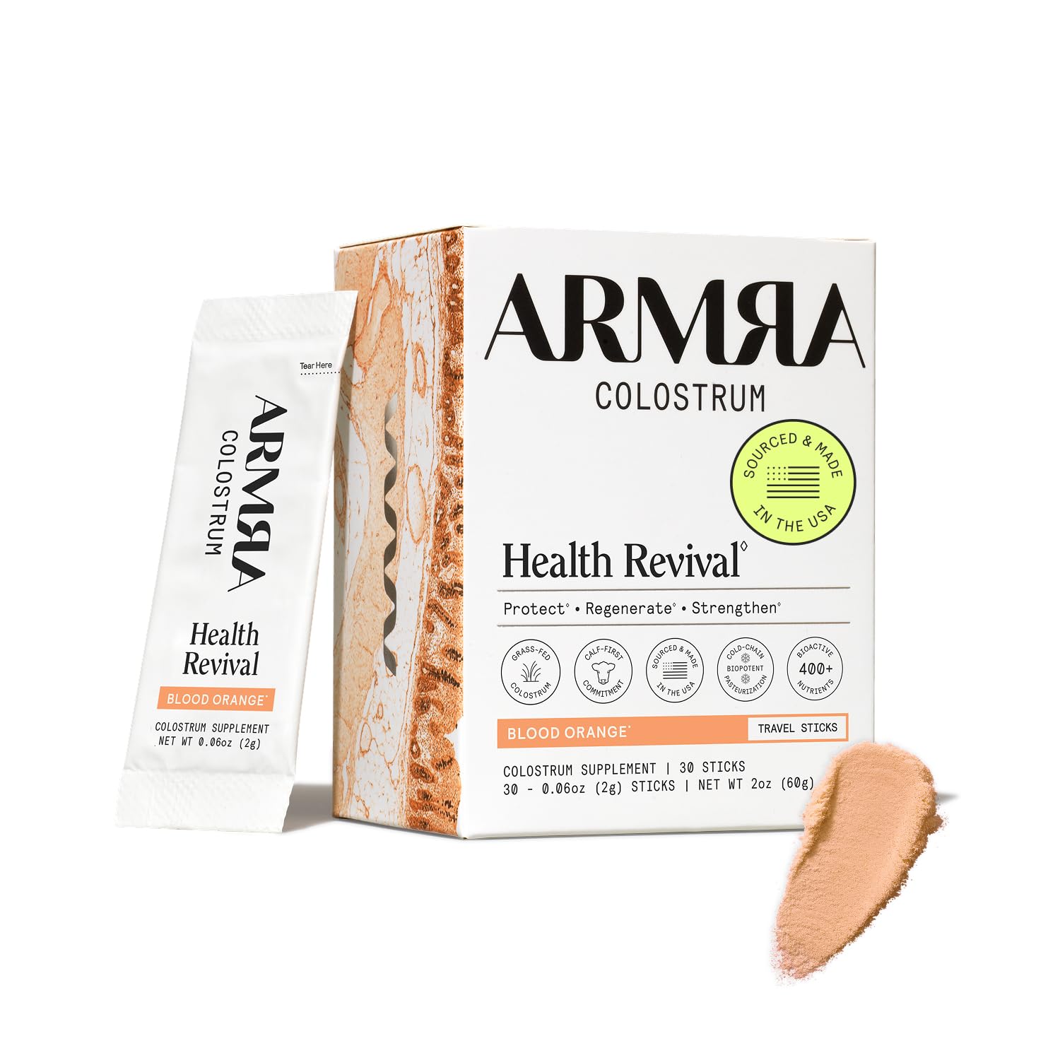 ARMRA Colostrum™ Powder | Blood Orange | Gut Health & Bloating | Skin & Hair | Immunity | Keto, Gluten & Fat-Free | 30 Servings - dailyvitalstore