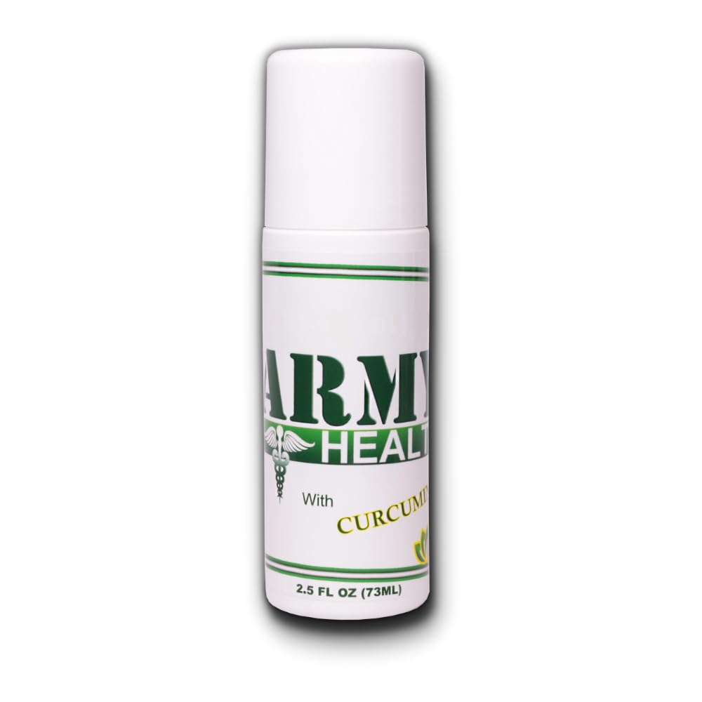 ARMY HEALTH Roll On 100% Natural Turmeric Curcumin - Pain Reliever - Inflammation - Headache - Backache - Joint and Muscle Pain 2.5 Oz - dailyvitalstore