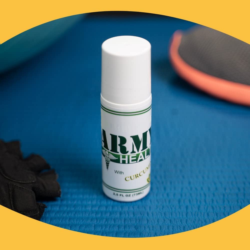 ARMY HEALTH Roll On 100% Natural Turmeric Curcumin - Pain Reliever - Inflammation - Headache - Backache - Joint and Muscle Pain 2.5 Oz - dailyvitalstore