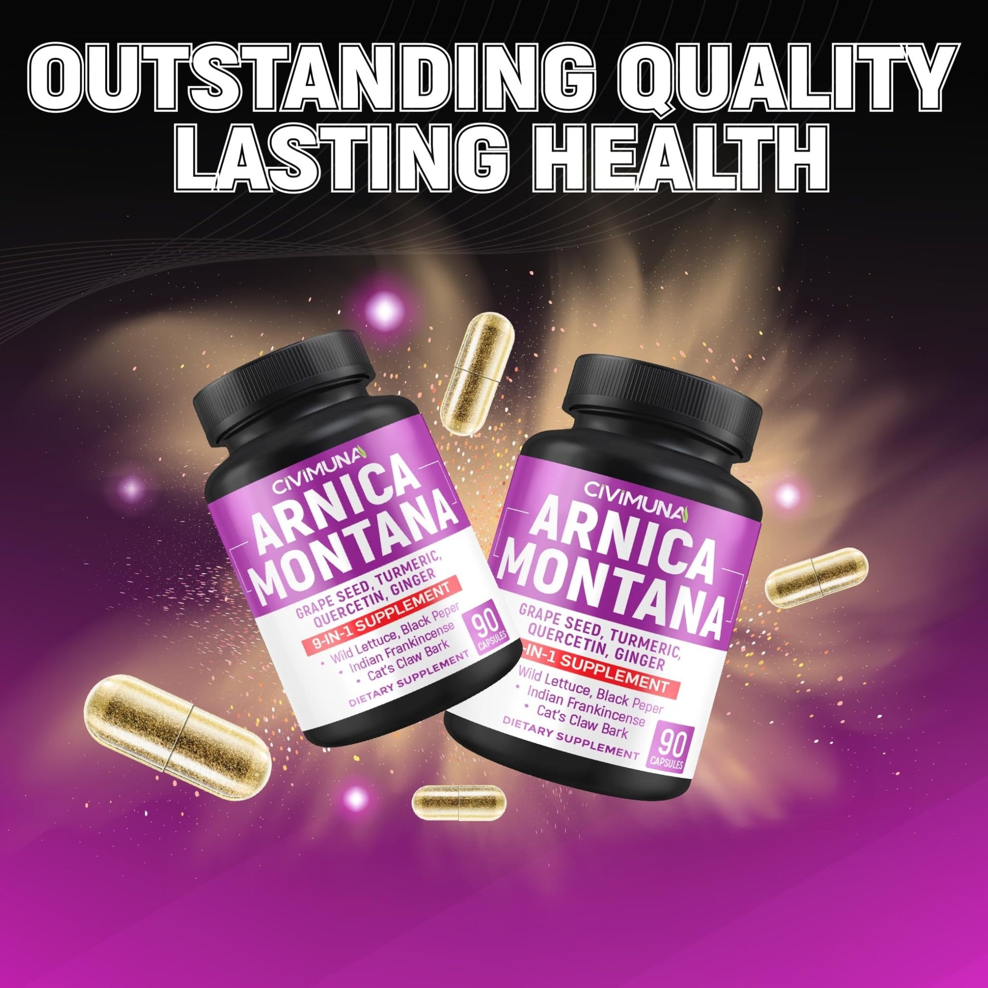 Arnica Capsules with Arnica, Grape Seed, Turmeric and More - 90 Capsules for 3 Months Supply - dailyvitalstore