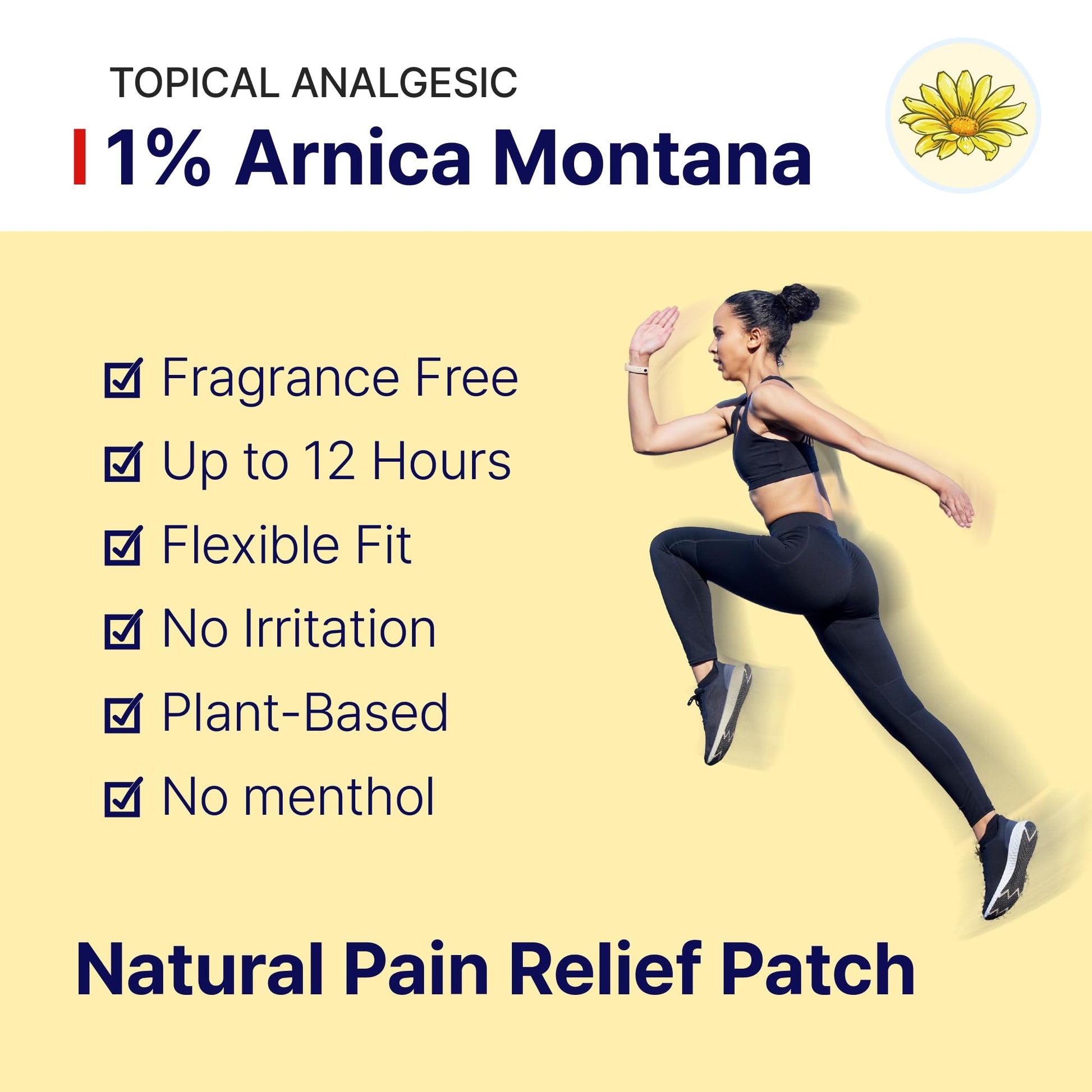 Arnica Hydrogel Pain Relief Patches | Natural Relief for Muscle, Joint, Bruises & Swelling | Flexible, Non-Greasy & Long-Lasting | Great for Back, Knee & Neck Pain (3.9"x4.7", 10, Count) - dailyvitalstore