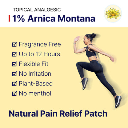Arnica Hydrogel Pain Relief Patches | Natural Relief for Muscle, Joint, Bruises & Swelling | Flexible, Non-Greasy & Long-Lasting | Great for Back, Knee & Neck Pain (3.9"x4.7", 10, Count) - dailyvitalstore