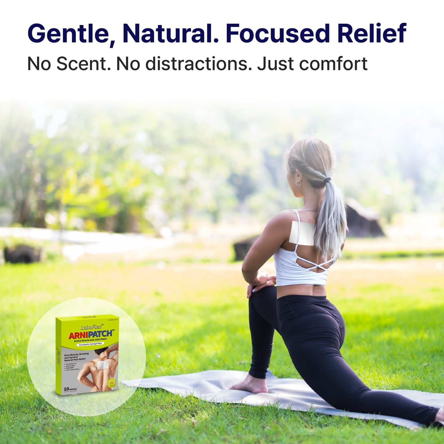 Arnica Hydrogel Pain Relief Patches | Natural Relief for Muscle, Joint, Bruises & Swelling | Flexible, Non-Greasy & Long-Lasting | Great for Back, Knee & Neck Pain (3.9"x4.7", 10, Count) - dailyvitalstore