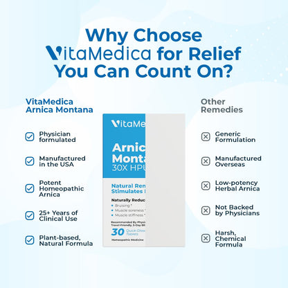 Arnica Montana 30X HPUS, Clinical Grade, Quick Dissolve Tablets, Five-Day Recovery Pack for Pain and Bruise Relief After Surgery or Injury, Natural Healing, Gentle on The Stomach - 30 Count - dailyvitalstore