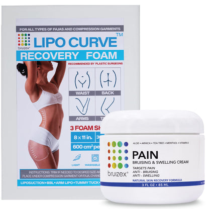 Arnica Montana Bruising & Swelling Cream & LipoCurve Foam Post Surgery Pads Bundle, for Liposuction Post Surgery Recovery & Lymphatic Drainage - dailyvitalstore