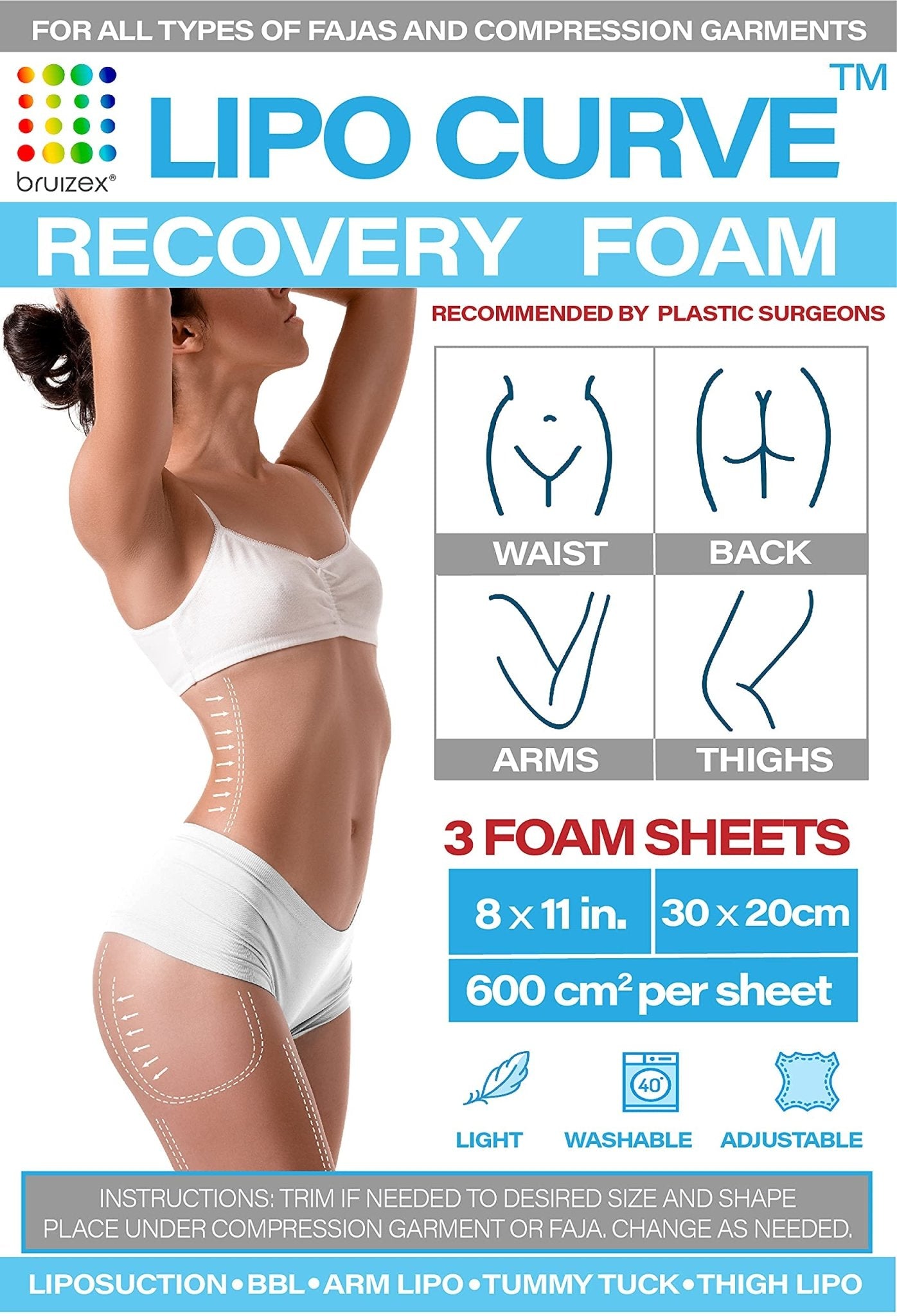 Arnica Montana Bruising & Swelling Cream & LipoCurve Foam Post Surgery Pads Bundle, for Liposuction Post Surgery Recovery & Lymphatic Drainage - dailyvitalstore