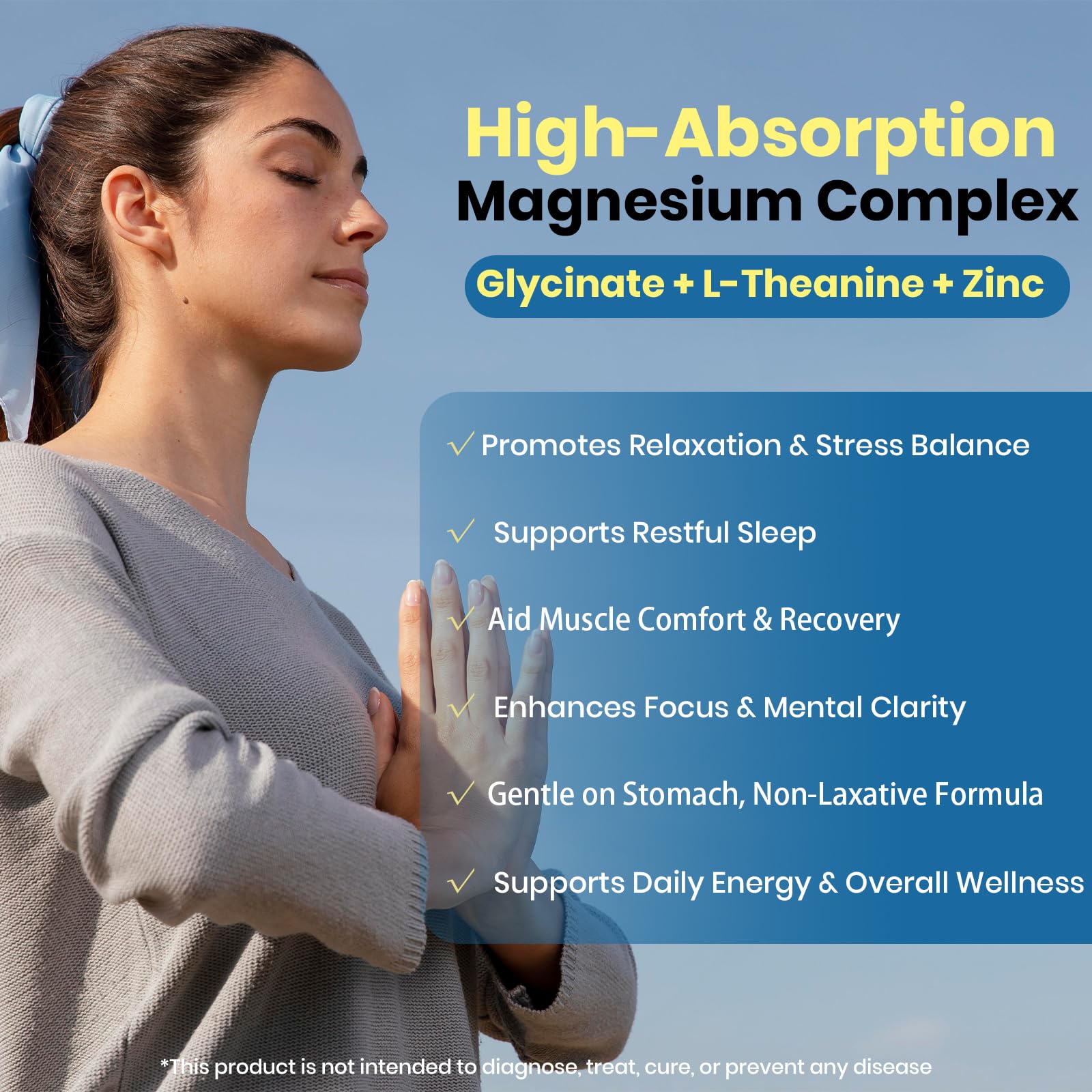 AROFUM Magnesium Glycine 200 mg, with L-theanine and Zinc Glycine – Magnesium Supplement to Help Soothe Emotions, Balance Stress, and Promote restful Sleep – Non-GMO Vegan Capsules, 120 Capsules - dailyvitalstore