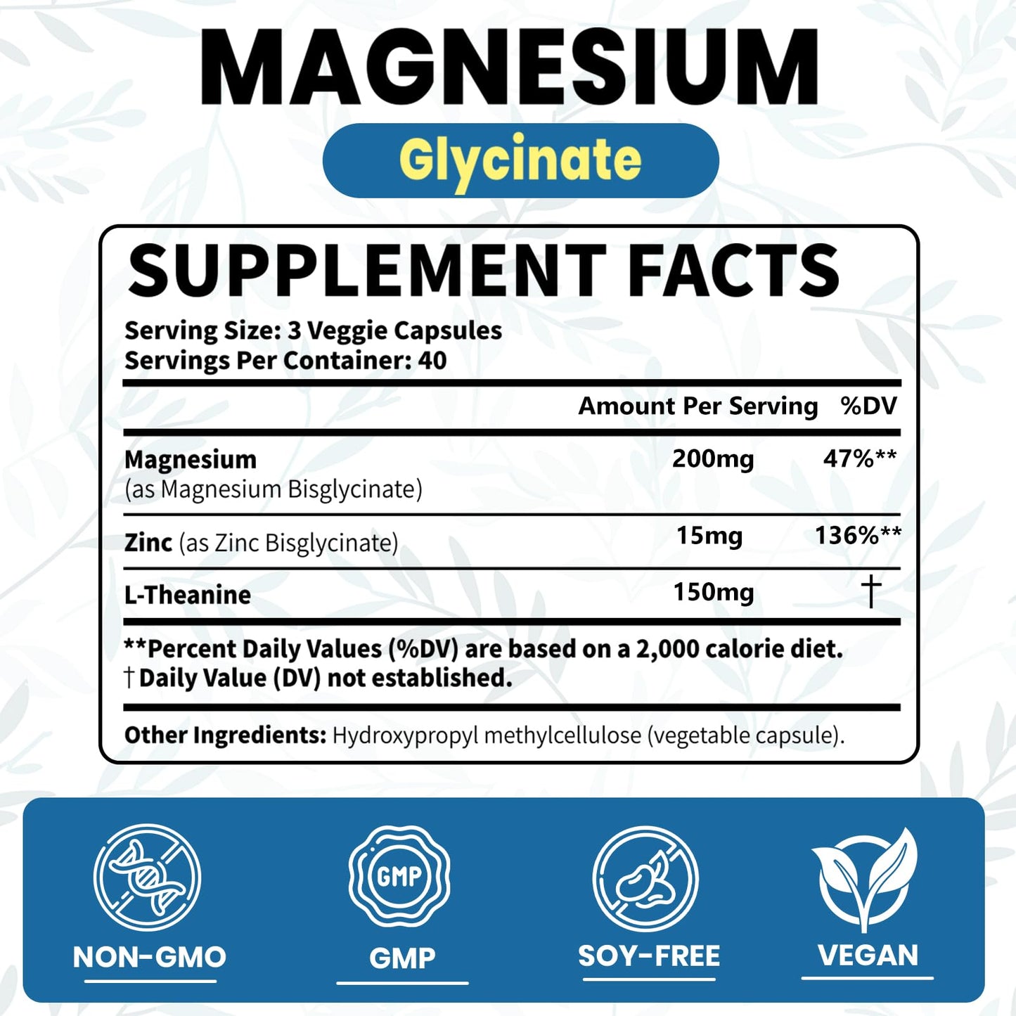 AROFUM Magnesium Glycine 200 mg, with L-theanine and Zinc Glycine – Magnesium Supplement to Help Soothe Emotions, Balance Stress, and Promote restful Sleep – Non-GMO Vegan Capsules, 120 Capsules - dailyvitalstore