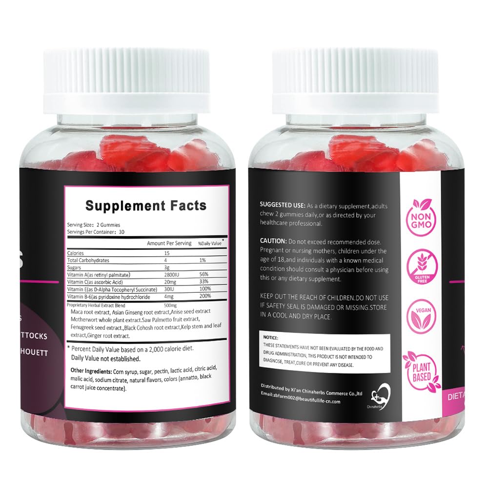 Aromlife BBL Gummies for Women, Pack of 3, Bear Shape Booty Gummies with Herbal Ingredients, BBL Vitamin Gummy with Fenugreek, Asian Ginseng, Motherwort, Saw Palmetto, Anise Seed & Vitamin C - dailyvitalstore