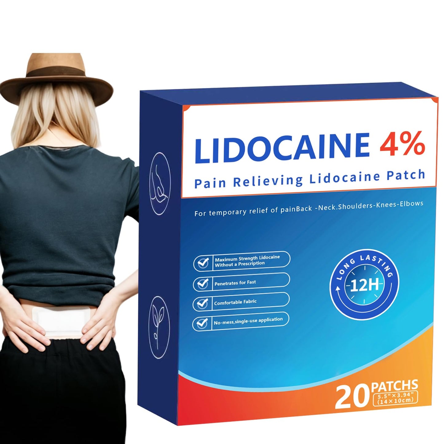 AROSLU 4% Lidocaine Maximum Strength Pain Relief Patches | Muscle & Joint Relief for Neck, Back, Knee, Shoulders | 12 Hour Long Lasting | 20 Count - dailyvitalstore