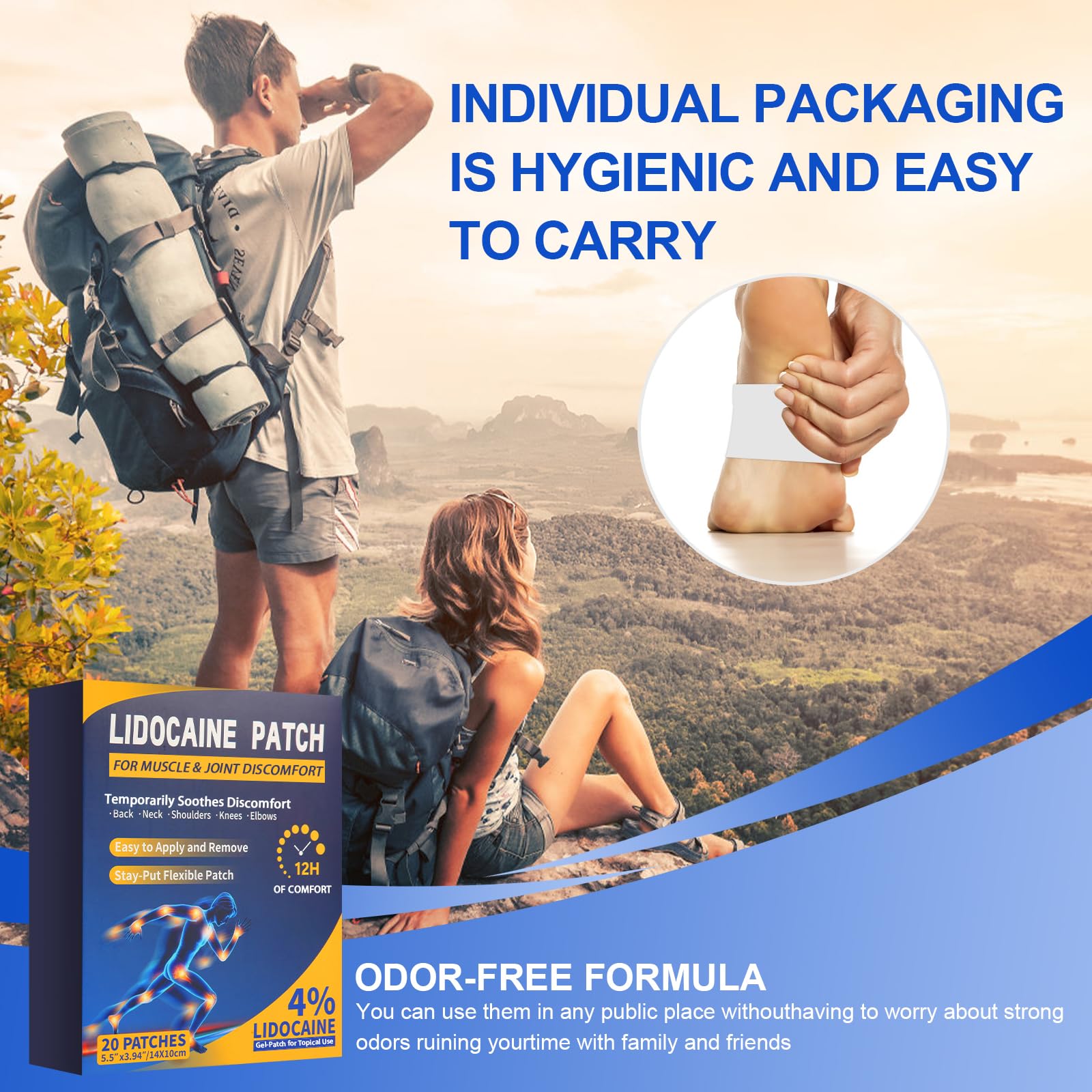 AROSLU Lidocaine Pain Relief Patches Maximum Strength Numbing Gel Patch for Back Knee Neck Shulder Joint Ache Muscle Soreness ICY Compress Topical 20-PCS - dailyvitalstore