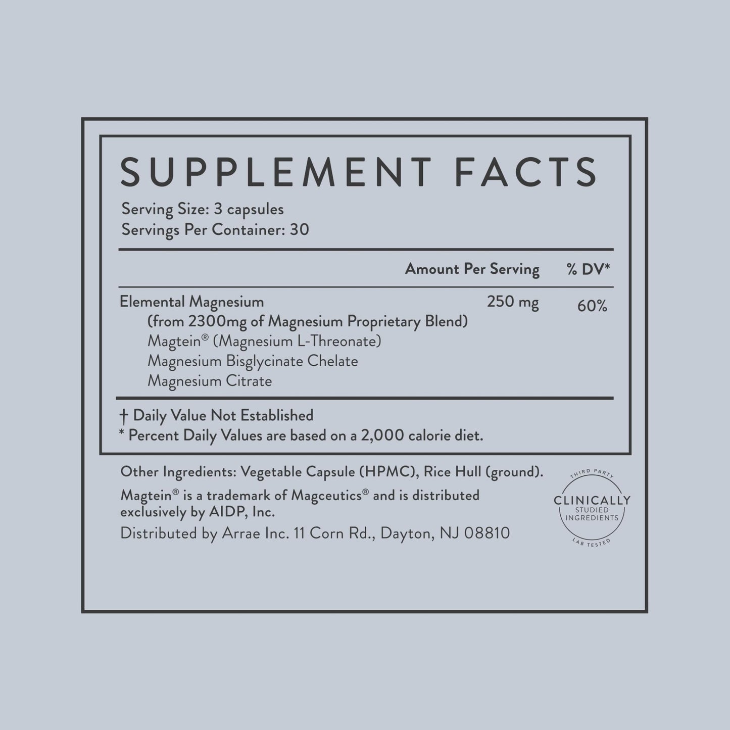 Arrae Magnesium Supplement, Magnesium Glycinate, Citrate & L-threonate, 250 mg, Support Mood, Sleep, Nerves, and Muscles,90 Capsules - dailyvitalstore