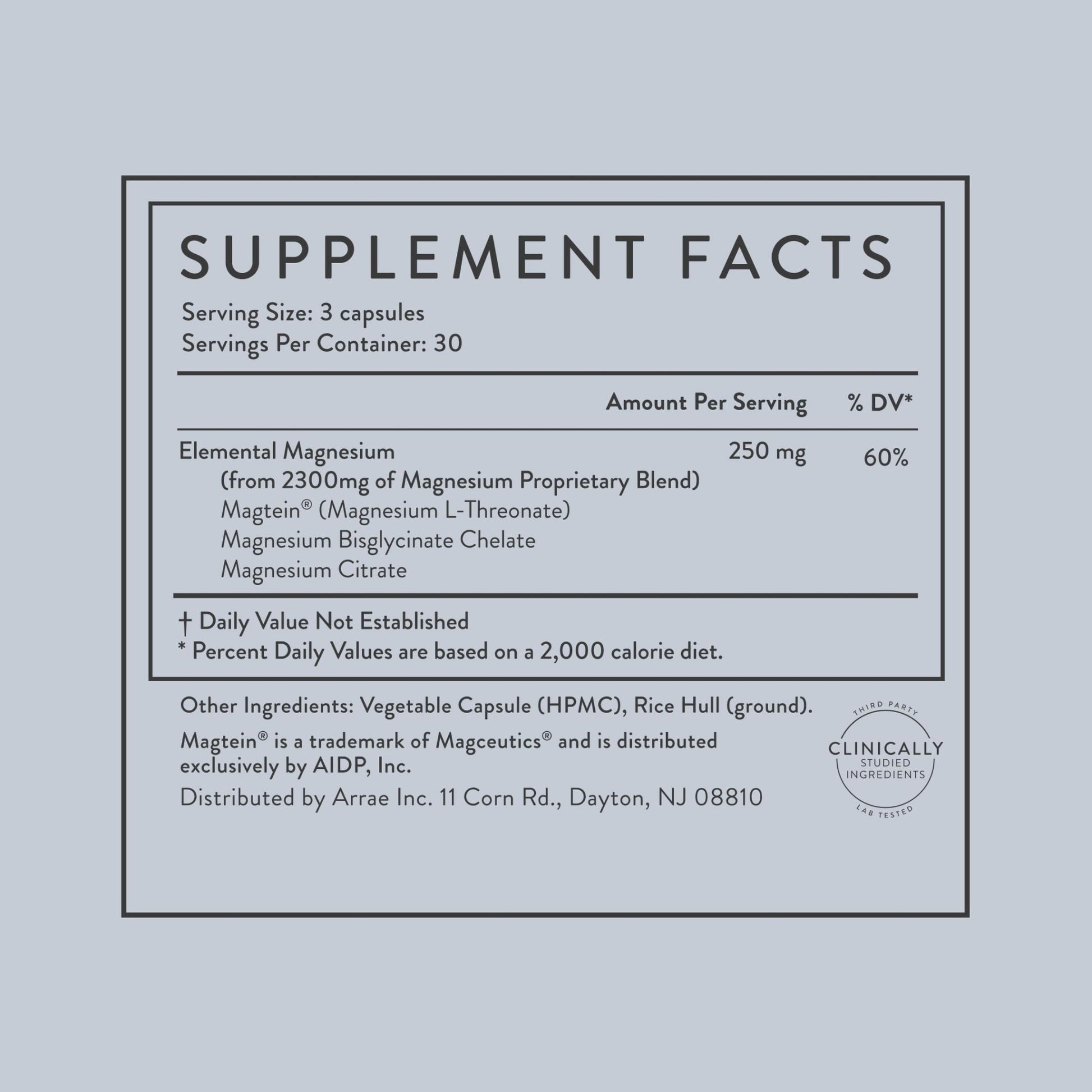 Arrae Magnesium Supplement, Magnesium Glycinate, Citrate & L-threonate, 250 mg, Support Mood, Sleep, Nerves, and Muscles,90 Capsules - dailyvitalstore