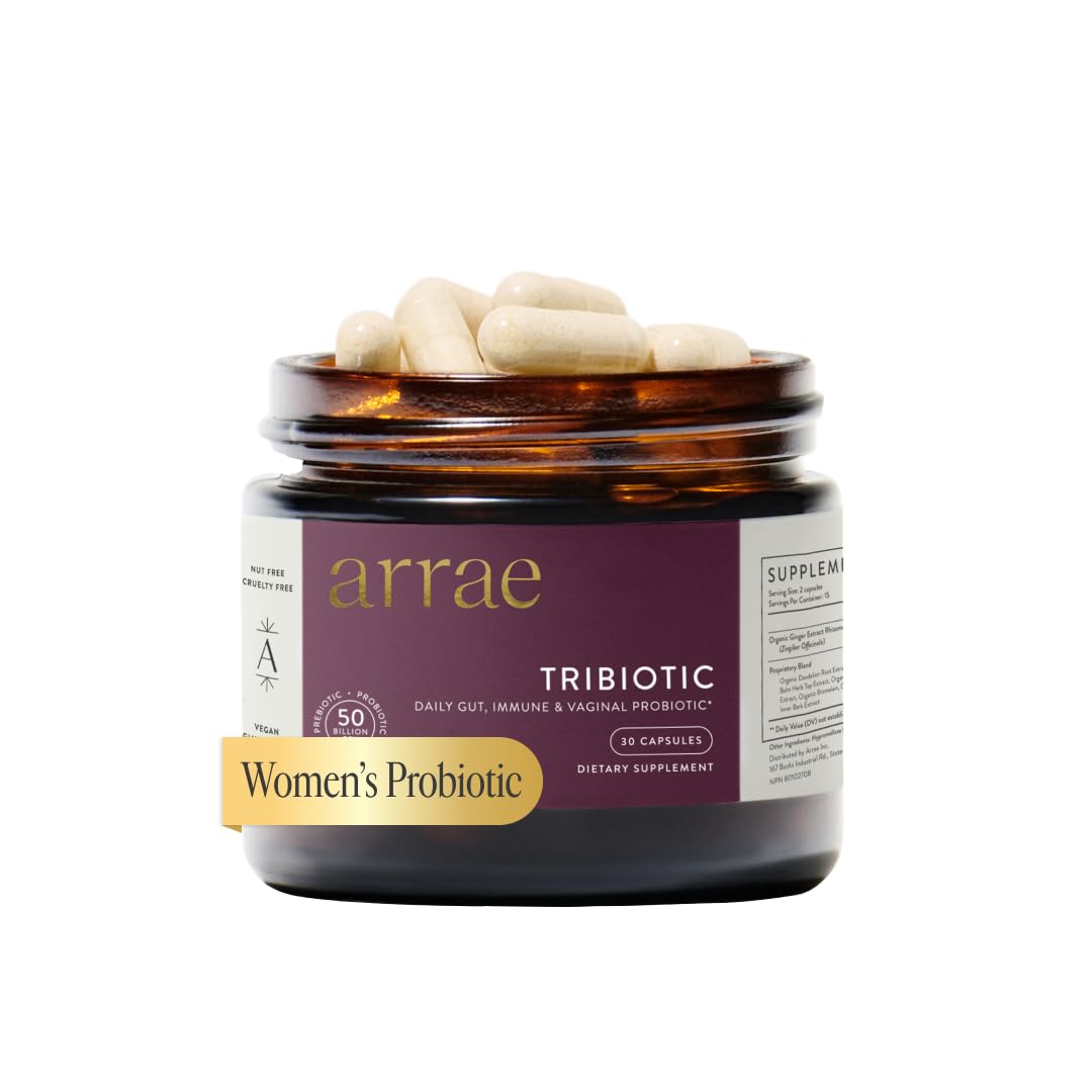 Arrae Tribiotic, Probiotics for Women, Support for Vaginal pH Balance, Gut, Immune, and Feminine Health, Prebiotics, Probiotics, Postbiotics, 30 Count - dailyvitalstore