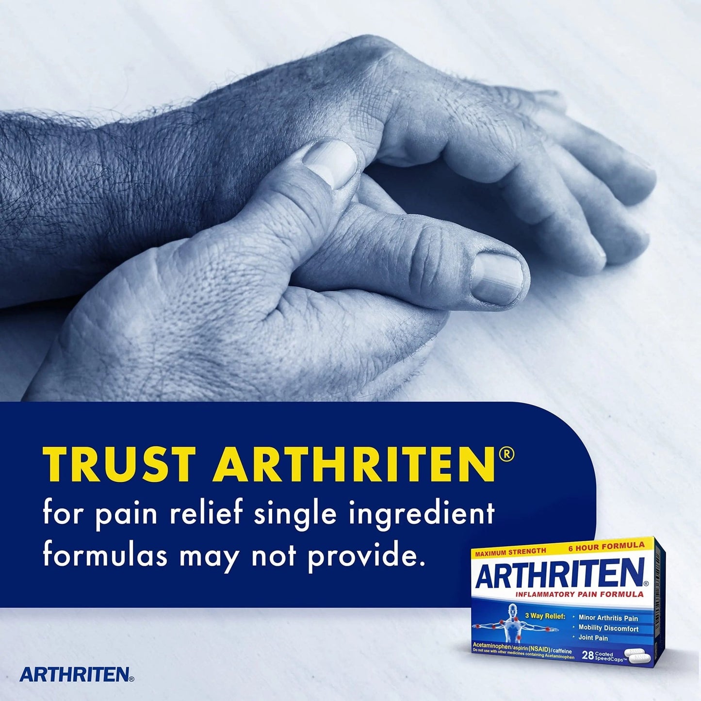 Arthriten Inflammatory Pain Formula Caplets with 3 Active Ingredients: Aspirin, Acetaminophen & Caffeine, White, 28 Count (Pack of 1) - dailyvitalstore