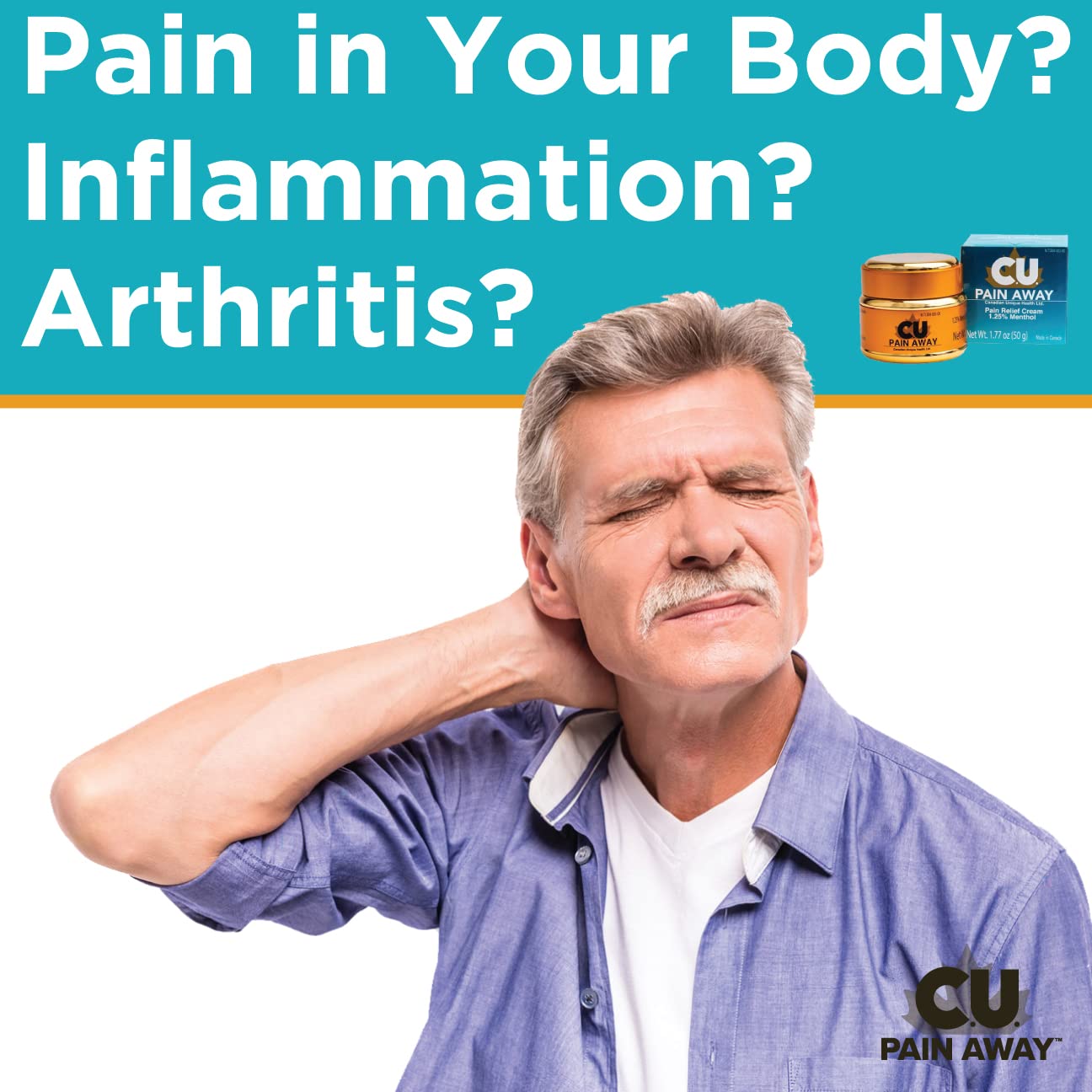 Arthritis Pain Relief Cream - C.U. Pain Away. Reduce Inflammation, Improve Mobility, Rapid Relief. Effective Muscle and Joint Pain Relief. All-Natural Ingredients. - dailyvitalstore