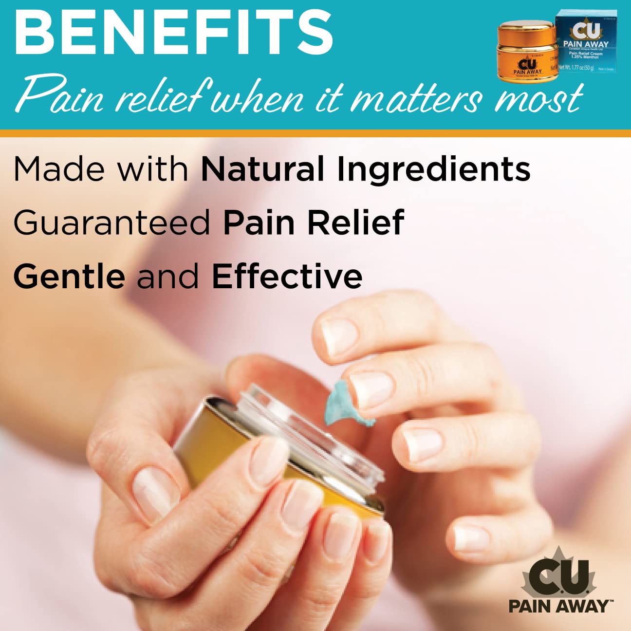 Arthritis Pain Relief Cream - C.U. Pain Away. Reduce Inflammation, Improve Mobility, Rapid Relief. Effective Muscle and Joint Pain Relief. All-Natural Ingredients. - dailyvitalstore