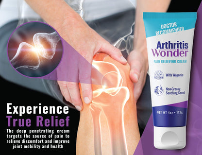 Arthritis Wonder Pain Relief Cream, 4 oz – Arthritis Pain Relief Cream for Hand, Knee, Foot and Wrist Joints – Fast-Acting, Deep Penetrating, Non-Greasy Formula with Natural Wogonin - dailyvitalstore