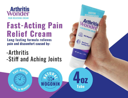 Arthritis Wonder Pain Relief Cream, 4 oz – Arthritis Pain Relief Cream for Hand, Knee, Foot and Wrist Joints – Fast-Acting, Deep Penetrating, Non-Greasy Formula with Natural Wogonin - 3 Pack - dailyvitalstore