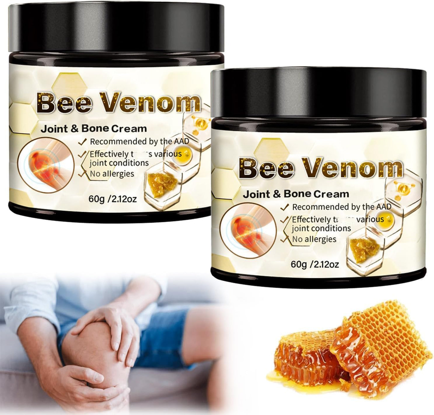 ArthroEase Bee Venom Arthritis Cream, Joint & Muscle Soothing Bee Venom Cream, Professional Bee Venom Joint Cream, Bee Venom Joint Gel - Specially for for Back, Neck, Hands, Knee (2 Bottle) - dailyvitalstore