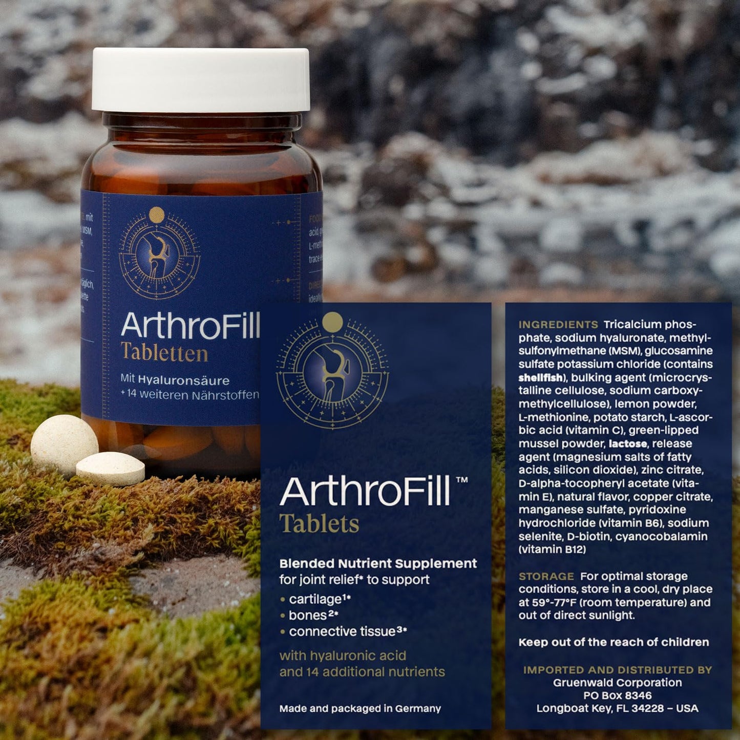 ArthroFill™ Tablets - Proven European Joint Relief - Vegan Hyaluronic Acid - Nutrient Complex - Support Active Movement Functions with 15 Vital Micronutrients - Made in Germany - dailyvitalstore
