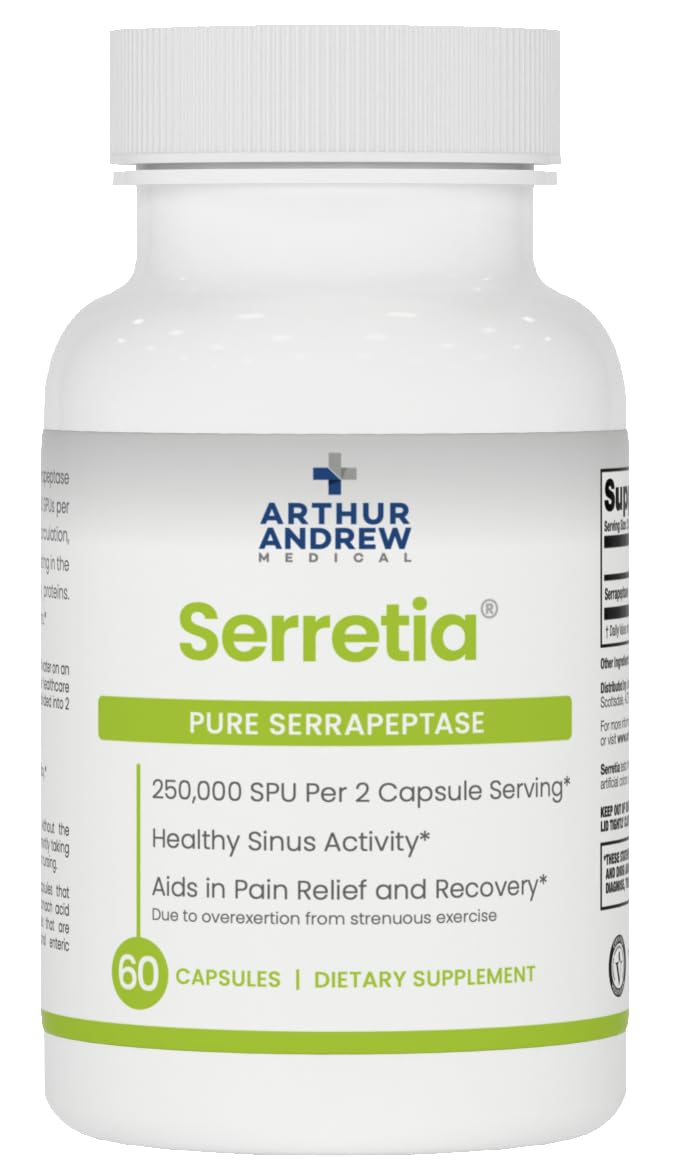 Arthur Andrew Medical, Serretia, Serrapeptase Formula for Muscle and Sinus Support, 60 Capsules - dailyvitalstore