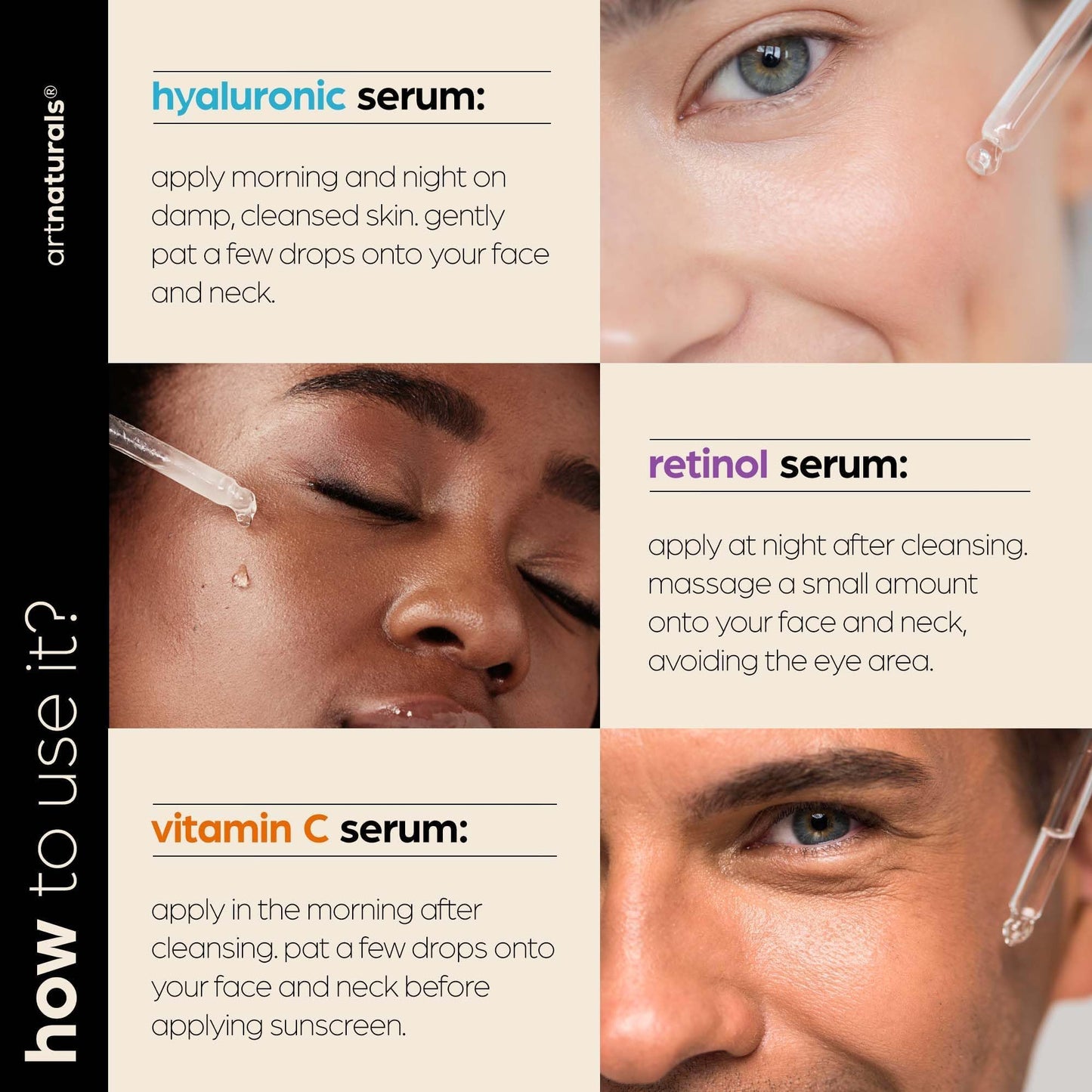 artnaturals Anti-Aging-Set with Vitamin-C Retinol and Hyaluronic-Acid - (3 x 1 Fl Oz / 30ml) Serum for Anti Wrinkle and Dark Circle Remover - dailyvitalstore