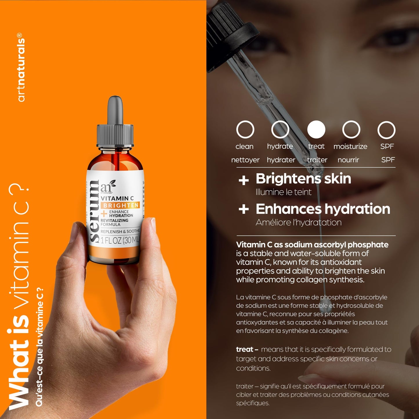 artnaturals Anti-Aging Vitamin C Serum - (1 Fl Oz / 30ml) - with Hyaluronic Acid and Vit E - Wrinkle Repairs Dark Circles, Fades Age Spots and Sun Damage - dailyvitalstore