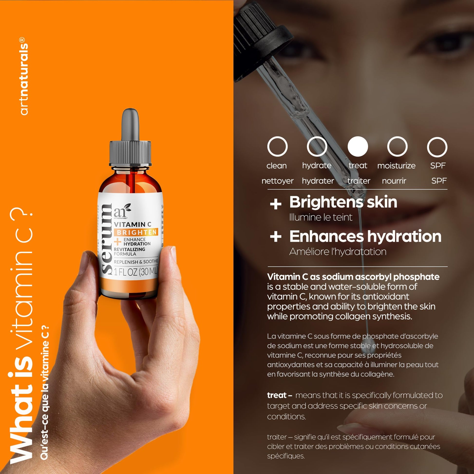 artnaturals Anti-Aging Vitamin C Serum - (1 Fl Oz / 30ml) - with Hyaluronic Acid and Vit E - Wrinkle Repairs Dark Circles, Fades Age Spots and Sun Damage - dailyvitalstore