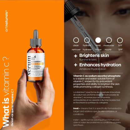 artnaturals Anti-Aging Vitamin C Serum - (1 Fl Oz / 30ml) - with Hyaluronic Acid and Vit E - Wrinkle Repairs Dark Circles, Fades Age Spots and Sun Damage - dailyvitalstore