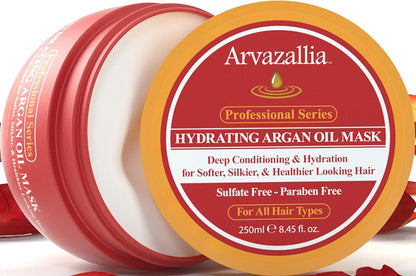 Arvazallia Hydrating Argan Oil Hair Mask and Deep Conditioner for Dry or Damaged Hair (8.45 oz Jar) - dailyvitalstore