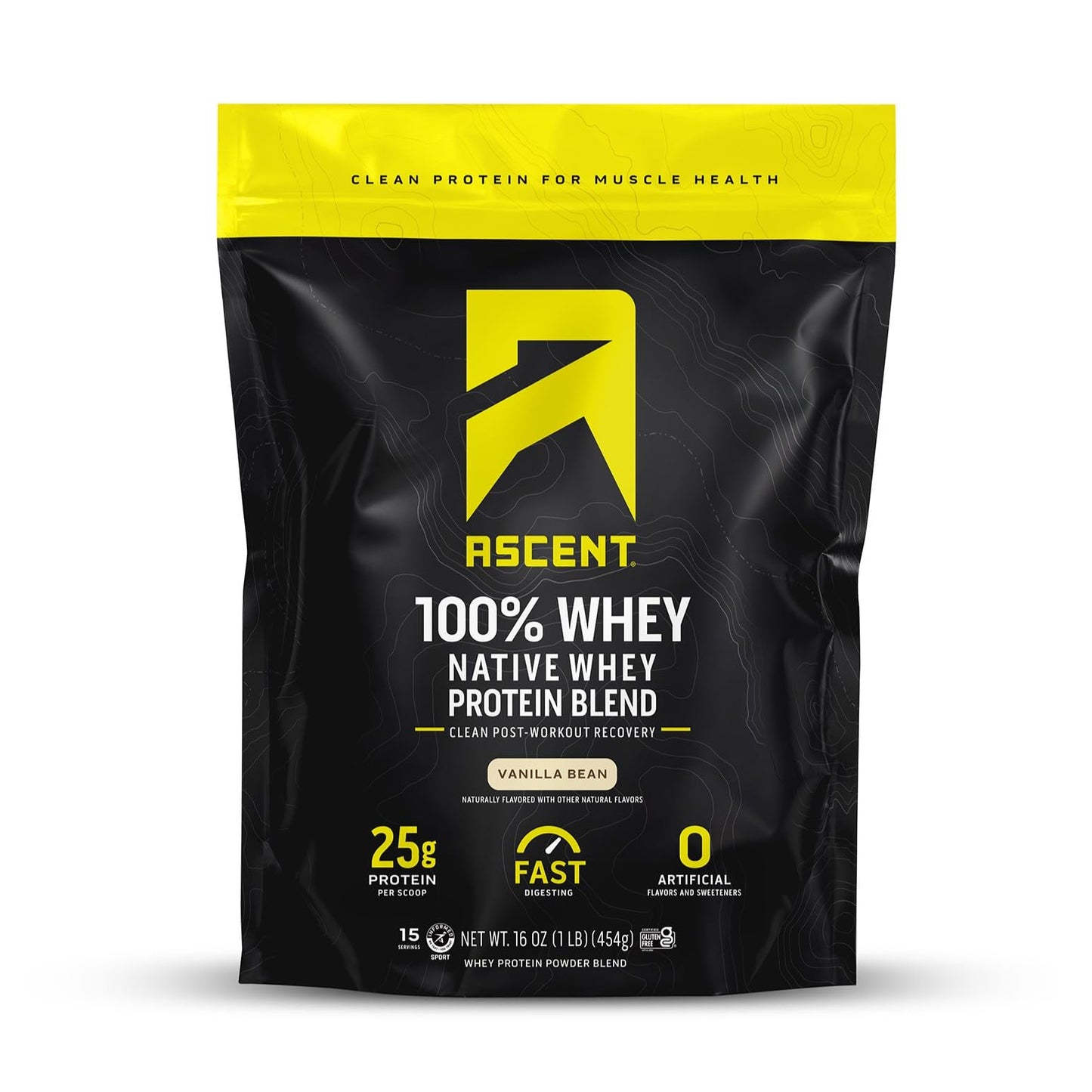 Ascent 100% Whey Protein Powder - Post Workout Whey Protein Isolate, Zero Artificial Flavors & Sweeteners, Gluten Free, 5.5g BCAA, - dailyvitalstore