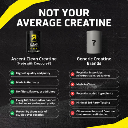 Ascent Clean Creatine Monohydrate Powder - 5G Per Serving, Creapure Creatine Supplement - Unflavored, 100 Servings - dailyvitalstore