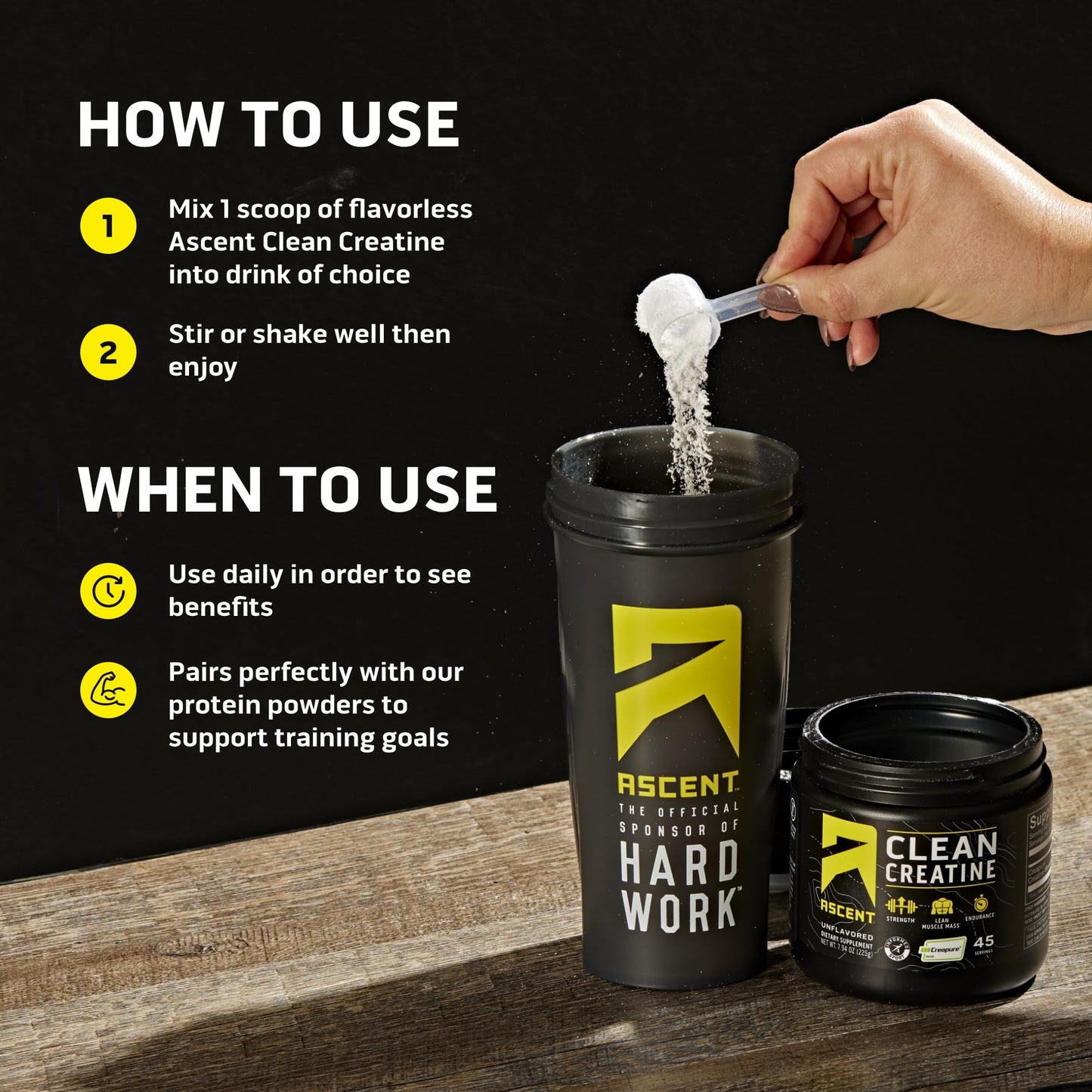 Ascent Clean Creatine Monohydrate Powder - 5G Per Serving, Creapure Supplement - Unflavored, 45 Servings - dailyvitalstore