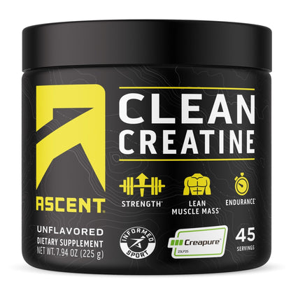 Ascent Clean Creatine Monohydrate Powder - 5G Per Serving, Creapure Supplement - Unflavored, 45 Servings - dailyvitalstore